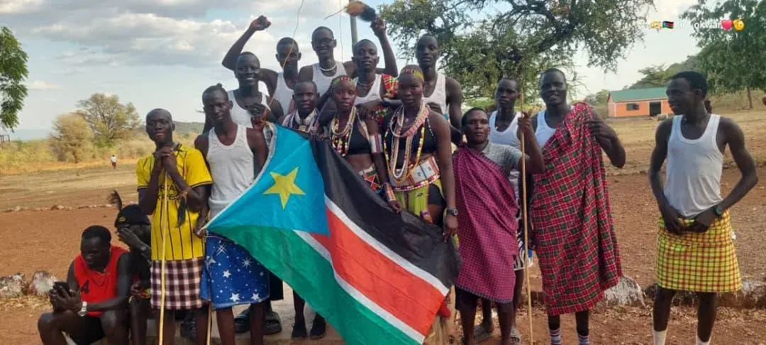 Students from St. Thomas Secondary School celebrating South Sudan Independence Day in Kuron