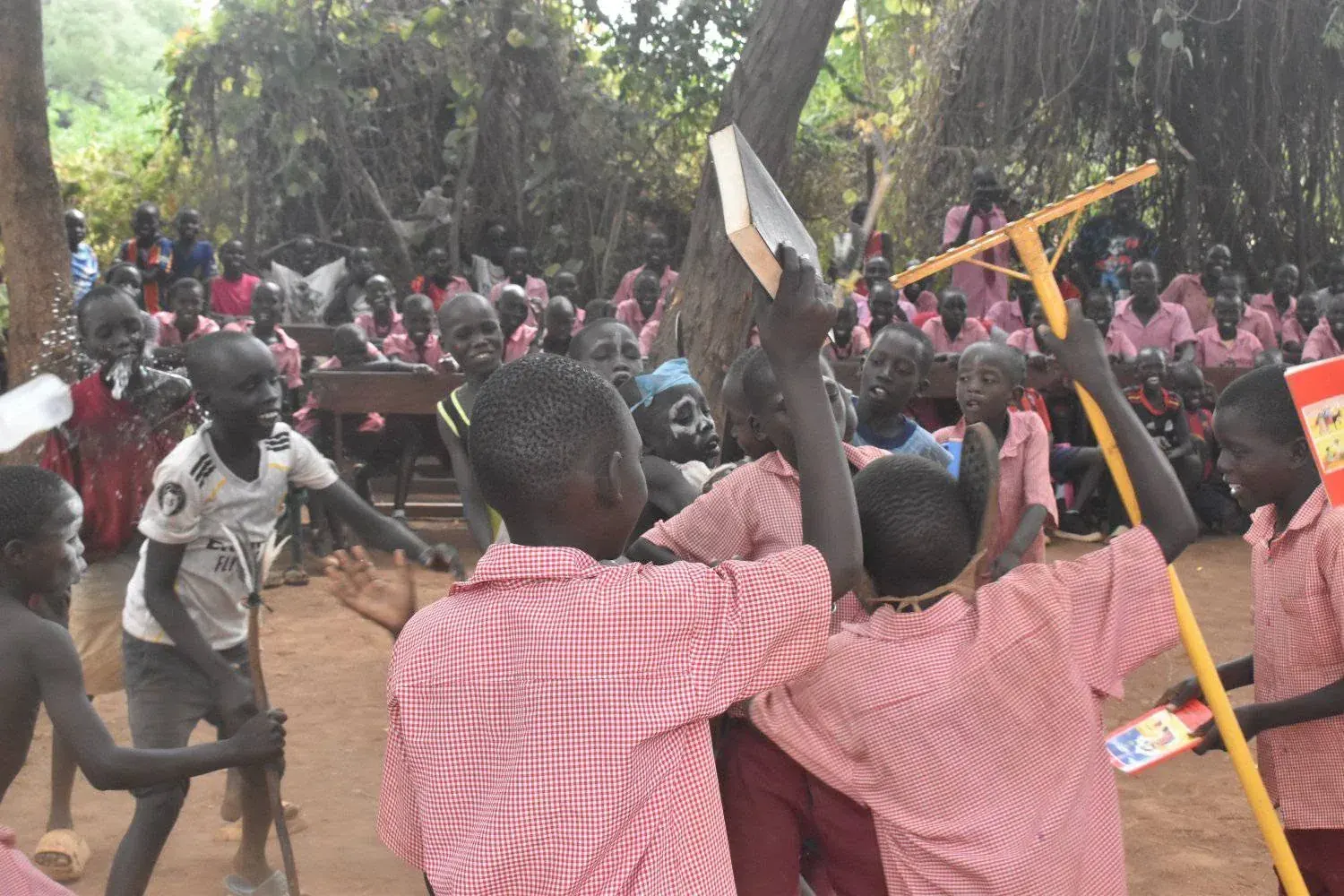 Students proudly celebrating South Sudan Independence Day at St. Thomas Secondary School